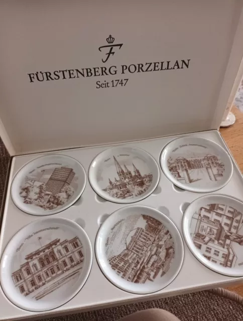 6er Set - Fürstenberg Porzellan - Miniteller Untersetzer - Motive: BONN