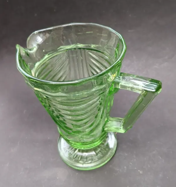 Vintage Art Deco Sowerby Green Glass Water Lemonade Jug Pitcher Uranium