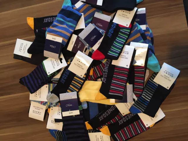 20  Pairs Men's Adults Black Cotton Socks With Mix Coloured Uk Size 6-11  Nsbmnm