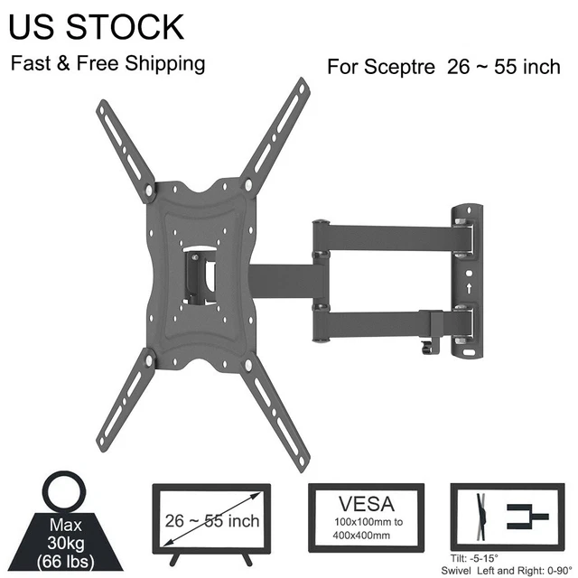 Full Motion LCD LED TV Wall Mount Swivel Tilt for Sceptre 32 40 42 43 50 55 inch