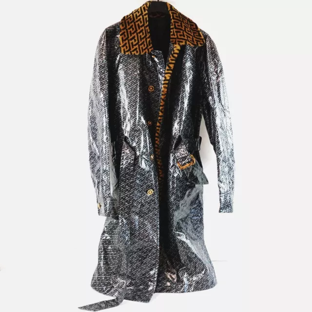 Versace Jacket With Milan Greca Print W/ Faux Fur In Black/Multi - EU Women's 48