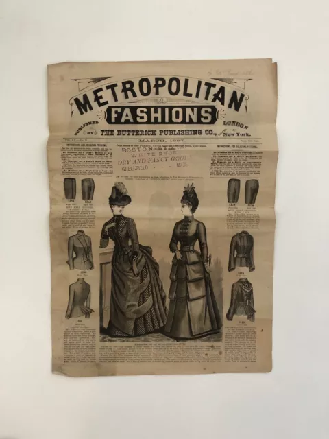 Metropolitan Fashions 1887 Butterick Delineator Antique Sewing Patterns Guide