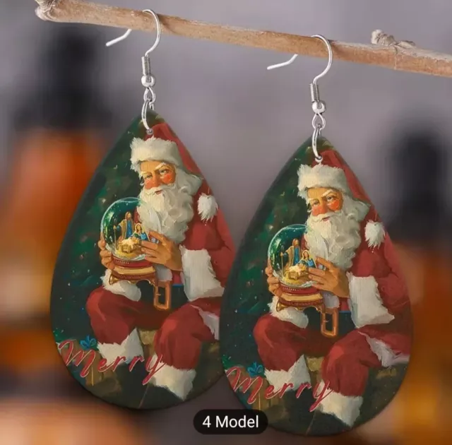 Check Out These “Santa Claus” Double Sided Dangle Faux Leather Earrings