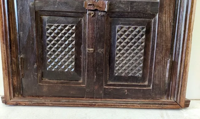 Vintage Old Wooden Hand Carved Beautiful Unique Design Window Door Rare Home Dec 4