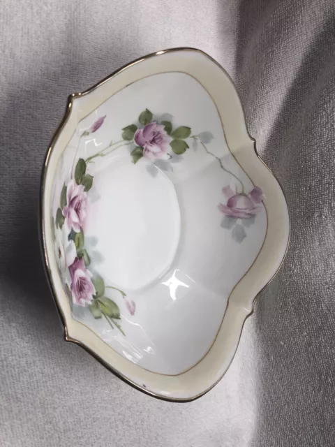 Vtg Porcelain Hand Painted Nippon Purple Floral Serving Dish