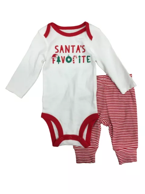 Carters Infant Boys White Santa's Favorite Bodysuit & Pants Christmas Outfit NB