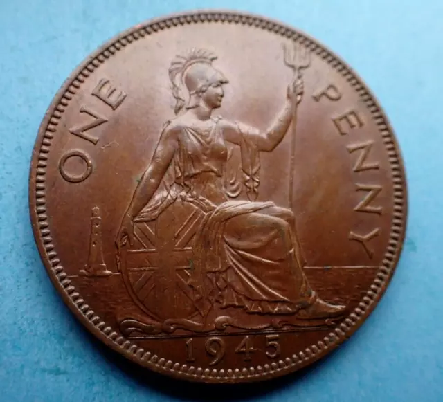 1945 Penny, George V., as shown.