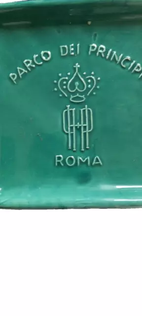 Vintage 5-Star Parco Dei Principi Rome Hotel Ashtray Italy Green Ceramic 3