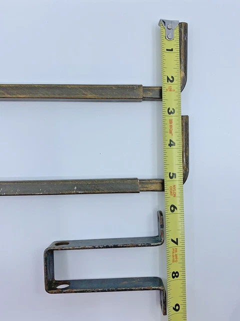2 Vintage Victorian Art Deco Swing Arm Curtain Rods with Brackets 18 3/8” Long 9