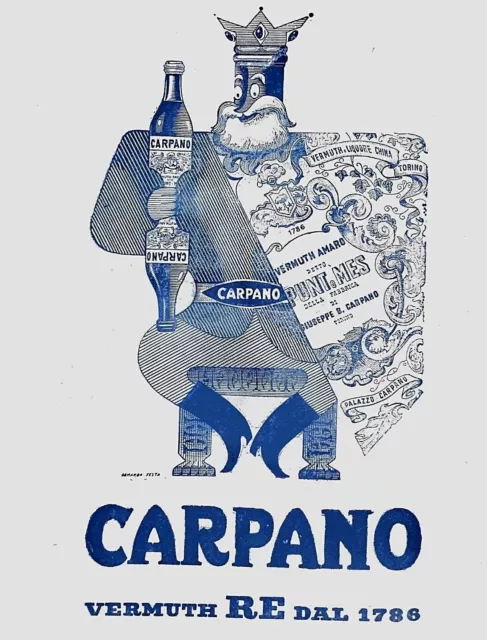 Rara Pubblicita' 1952 Punt E Mes Re Carpano Vino Vermouth  Armando Testa Bar