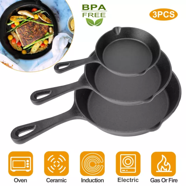 Utopia Kitchen - Saute Fry Pan - Pre-Seasoned Cast Iron Skillet Set 3-Piece  - Nonstick Frying Pan 6 Inch, 8 Inch and 10 Inch - AliExpress