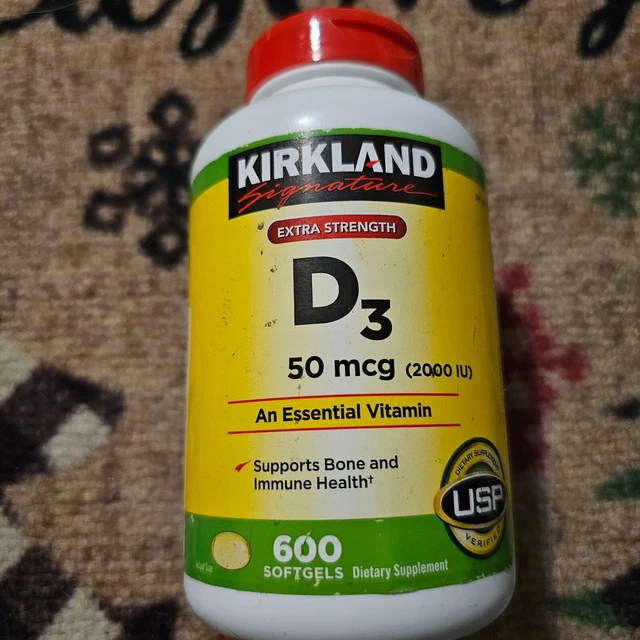 KIRKLAND SIGNATURE EXTRA Strength VITAMIN D3 2000 IU (50mcg) 600 ct EXP