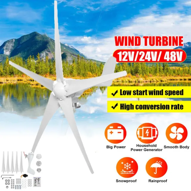 3000W 12V/24V/48V 5 Blades Wind Turbine Lifting Shaft MPPT Generator Motor Kit