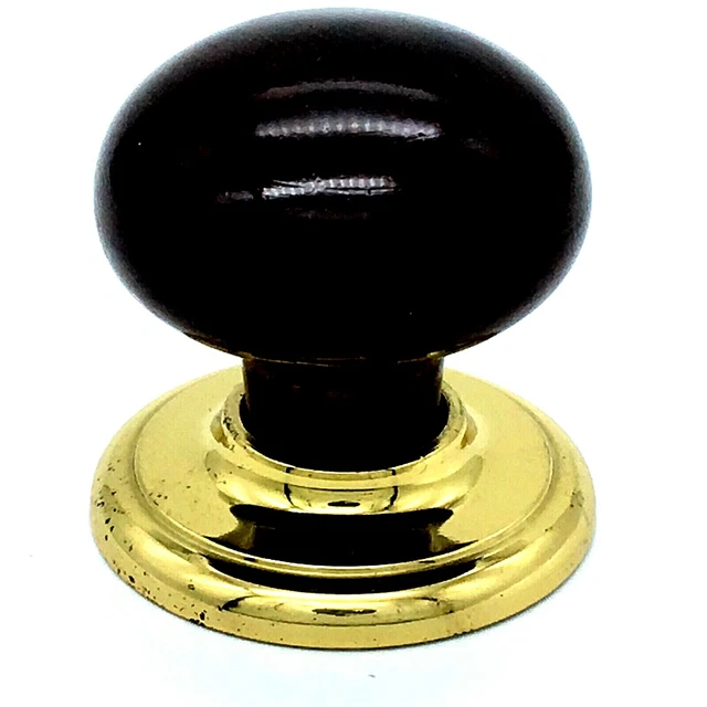 POLISHED TEAK KNOBS 36mm cupboard door cabinet drawer knob with brass base (850)