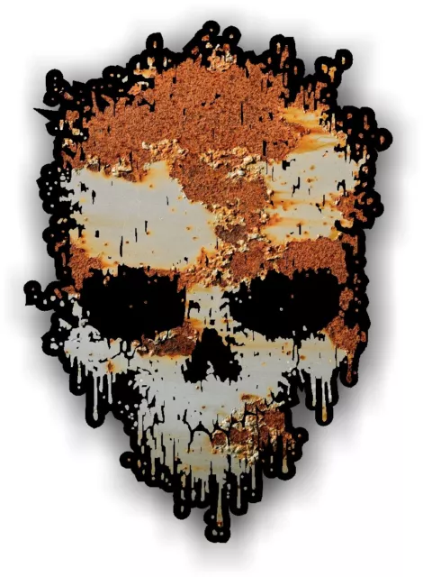 DRIPPING Biker SKULL & Rat Look Rust Rusty Metal vinyl car bike sticker decal