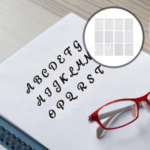 12 SHEETS ALPHABET Number Stencils Alphanumeric Template Templates for ...