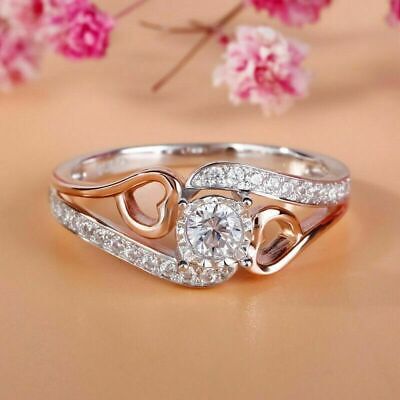 14K 2-Tone Gold Finish 2CT Round Cut Diamond Lab-Created Engagement Ring