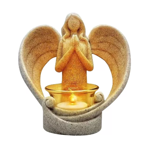 Angel Candles Holder Eatser Memorial Gift Angel Statue with LED Flashing Candles 2