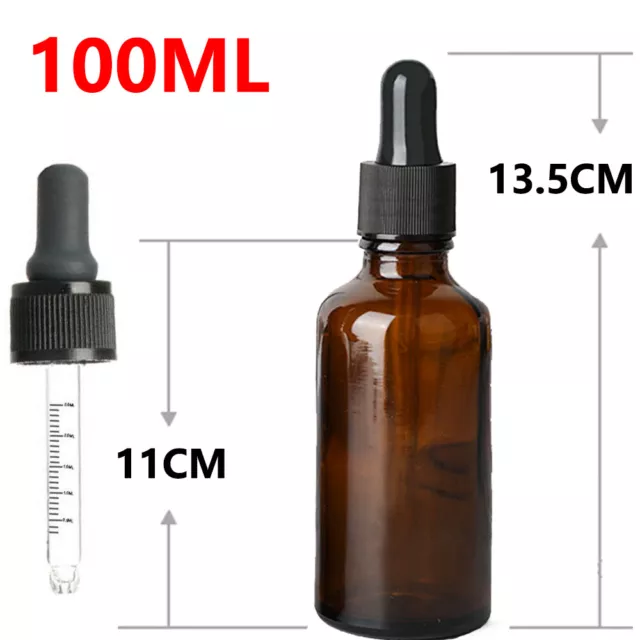 10-100ML Amber Glass Liquid Dropper Reagent Eye Pipette Essential Oils Bottle AU 3