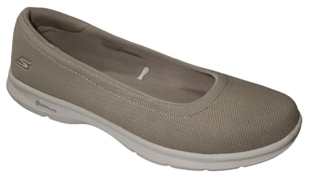 Skechers Go Step Luxe Goga Mat Womens 7 Ballet Slip On Walking Shoes Taupe NWOB