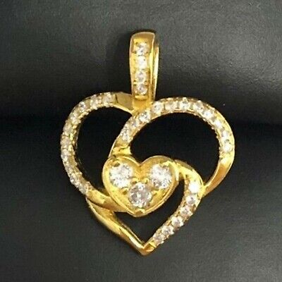 0.50 CT Brillant Imitation Diamant Coeur Promesse Pendentif 14k Jaune or Sur