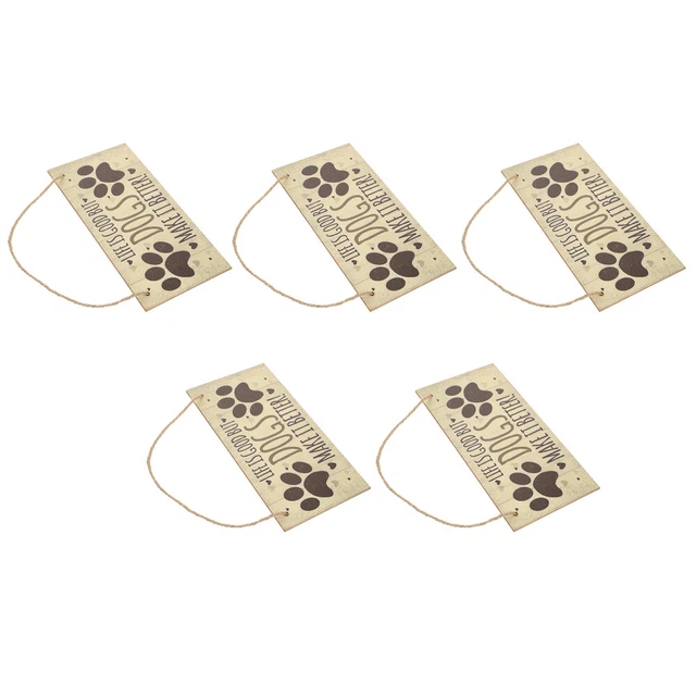 5 PIEZAS Letrero Consciente Perro Madera Mascotas Placas con Dichos Letreros Perro Placas Artísticas