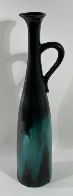 Vintage Henkel Vase Krug Schwarz Grün Laufglasur Glasiert H: ca. 68cm 3,3 Kg HL2