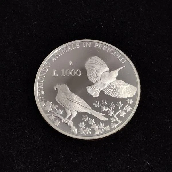 1000 Lire San Marino 1993 "Fauna in pericolo - falco torre e muratore" Si PP