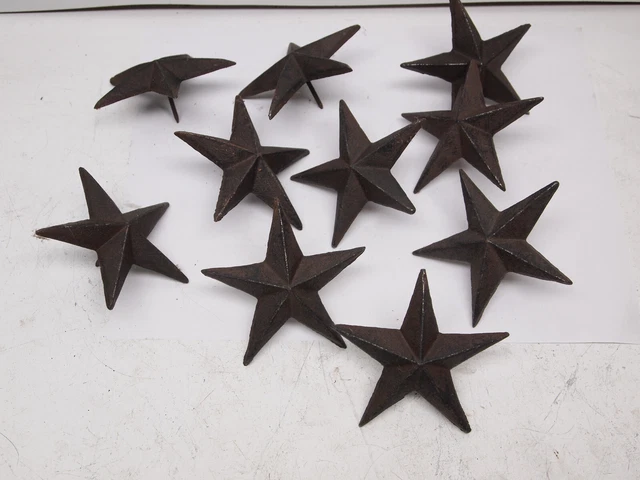 Lot 10 Cast Iron 3 inch Texas Star Nails Tacks Rustic Finish Western 1 in Nail