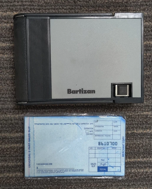Two Bartizan Addressograph Portable Credit Card Imprint Machines -free CC slips!