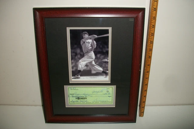 Joe Dimaggio 16X13 Matted Framed Photo & Personal Bank Check Display - Vegllc