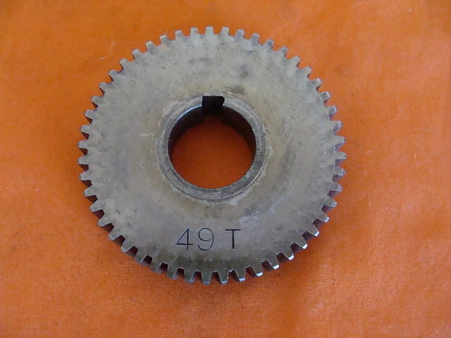 NOS UNKNOWN MFG. CHANGE GEAR & SPUR GEAR 49 T 13/16" id 2.546" od 20DP 20PA