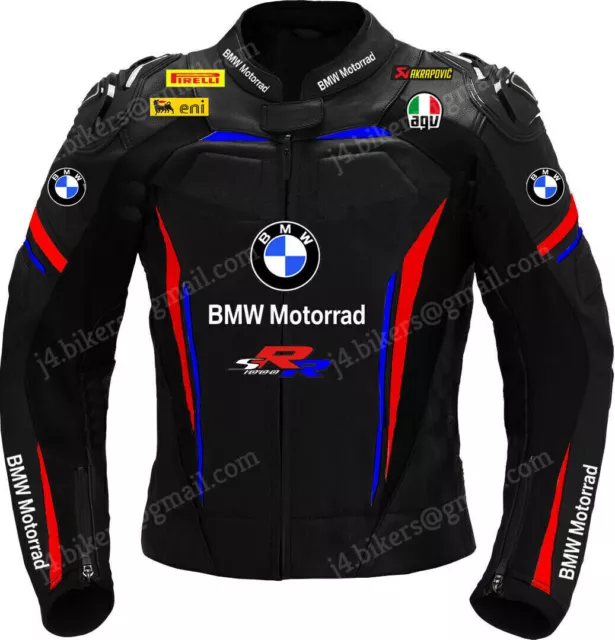 New BMW Motorrad Motorbike Genuine Leather Jacket Racing Biker Jacket