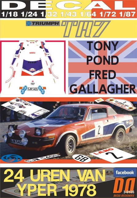 Triumph TR7 n° 11 Vainqueur 24h Rallye d'Ypres 1980 1/43 Spark S7064