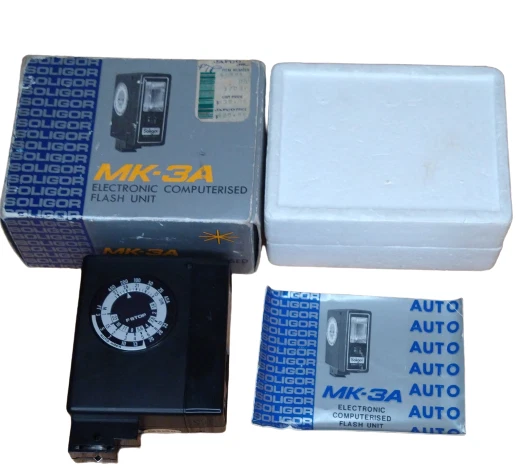 Vintage Soligor MK-3A Electronic Computerized Flash w/Box-Untested-Parts! A1