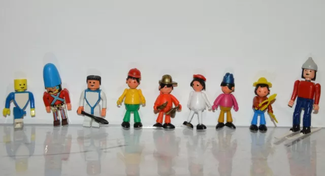 Lot figurines montables KINDER personnage Lego skieur soldat Vintage 70 80