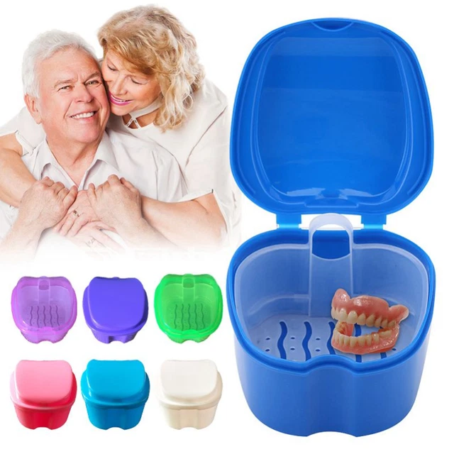 PRACTICAL DENTURE BATH Case Dental False Teeth Storage Box Hanging Net