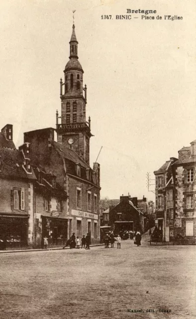 Francia Binic - Luogo De L'Eglise Vecchio Seppia Cartolina