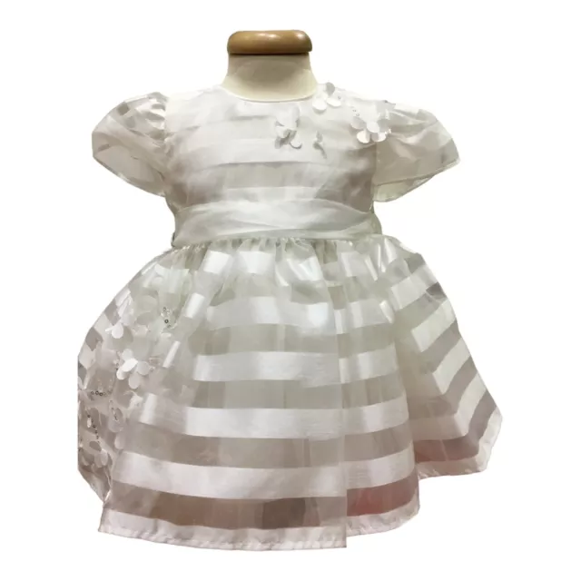 Abito Cerimonia Battesimo Bimba 9Mesi In Organza Bianco Made In Italy