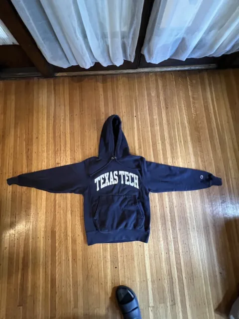CHAMPION REVERSE WEAVE Hoodie Small Blue Texas Tech Raiders Pullover ...