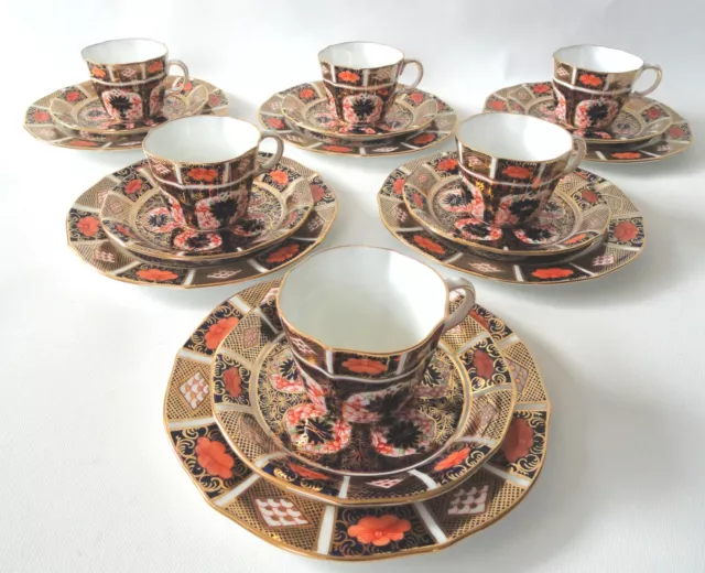 Royal Crown Derby Old Imari Tea Set 1128 6 x Trios 1924 / 1925