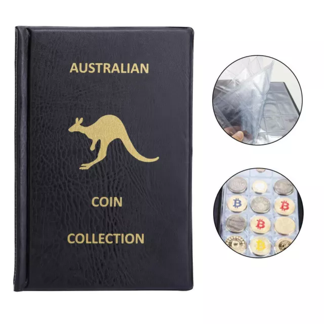 240 Coins Collection Folder Book Holds Coin Album Australian Black Gold AU Stock