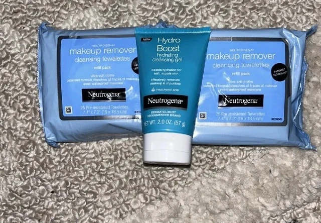 2 (25 Pack) Neutrogena MAKEUP REMOVER Wipes + Hydro Boost 2 Oz
