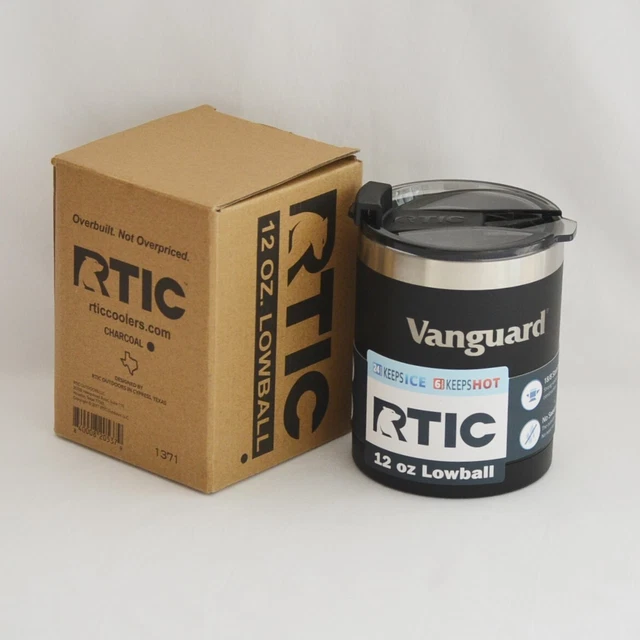 Rtic Lowball Stainless Steel Insulated  Cooler Lid Charcoal Black 12 Oz NIB