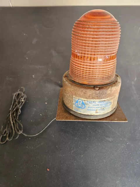 Vintage ADB-ALNACO Airport Runway/Construction Light Orange glass top