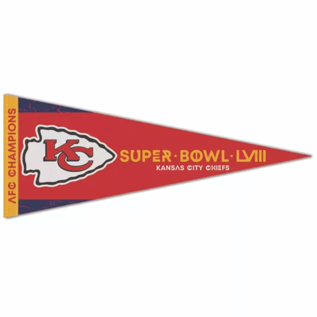 Super Bowl 58 Kansas City Chiefs LVIII AFC Champions 12x30 Premium Pennant