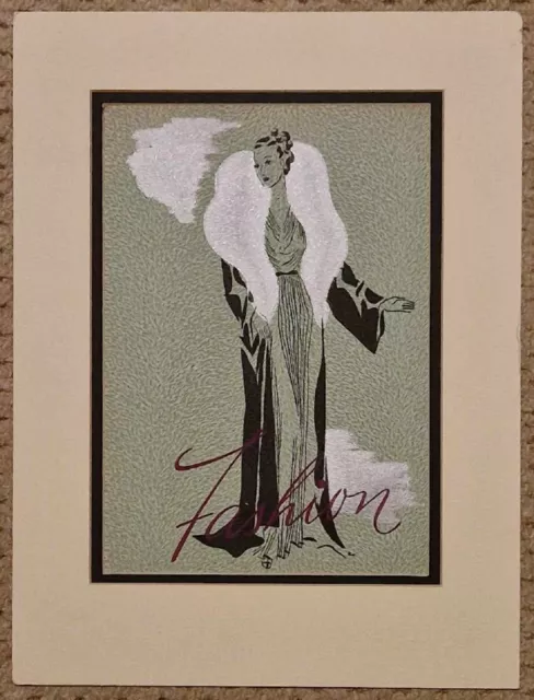 20th Century Art Deco Lithograph Print Of A Woman Entitled "Fashion"