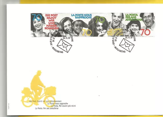 Schweiz MiNr 1625-1628 FDC 4-er Streifen - Die Post, damit wir näherkommen