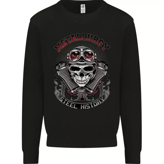 Biker Metallurgy Motorbike Motorcycle Skull Mens Sweatshirt Jumper