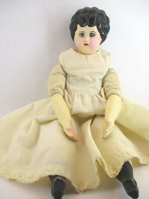 Bisque/ Porcelain?  16" Doll Painted Face Vintage/ Antique old